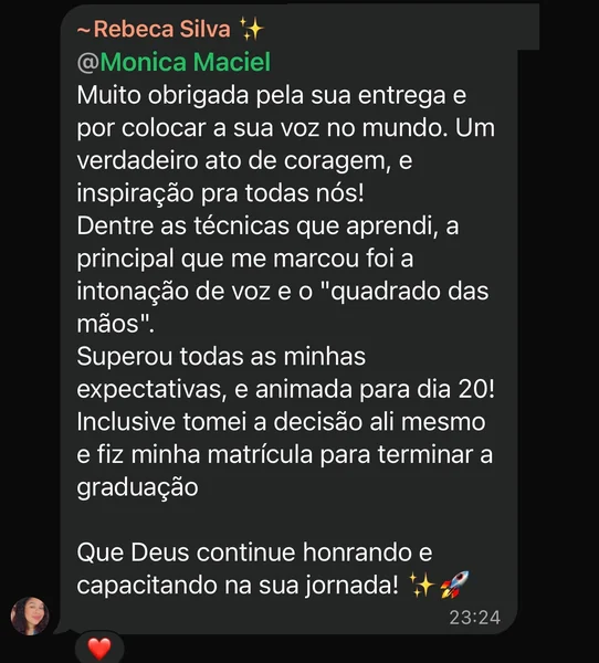 Depoimento de Rebeca Silva